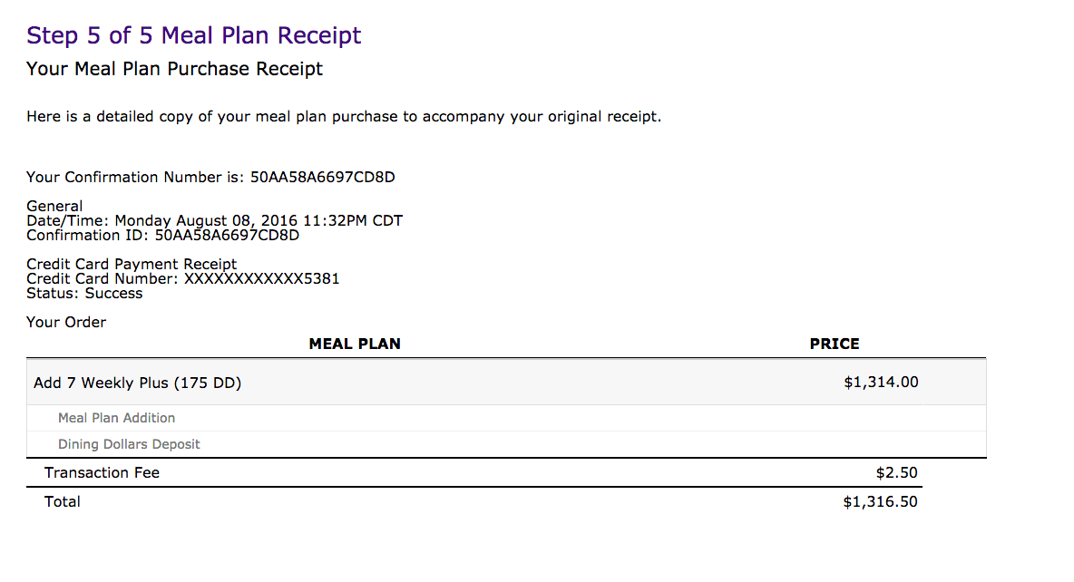 Online Meal Purchase Tutorial JMU