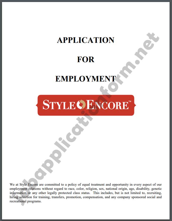 Style Encore Job Application Form & Apply Online 2024 Careers & Job