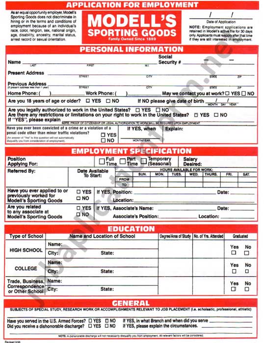 Modell’s Sporting Goods Job Application Form & Apply Online 2024