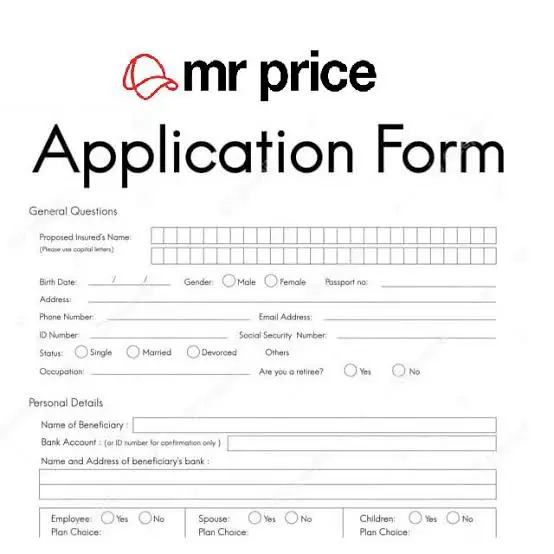 Mr Price Job Application Form Pdf