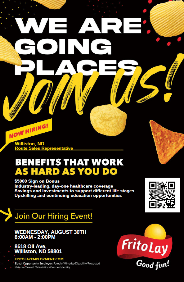 Frito Lay Hiring Event, Williston Job Service North Dakota