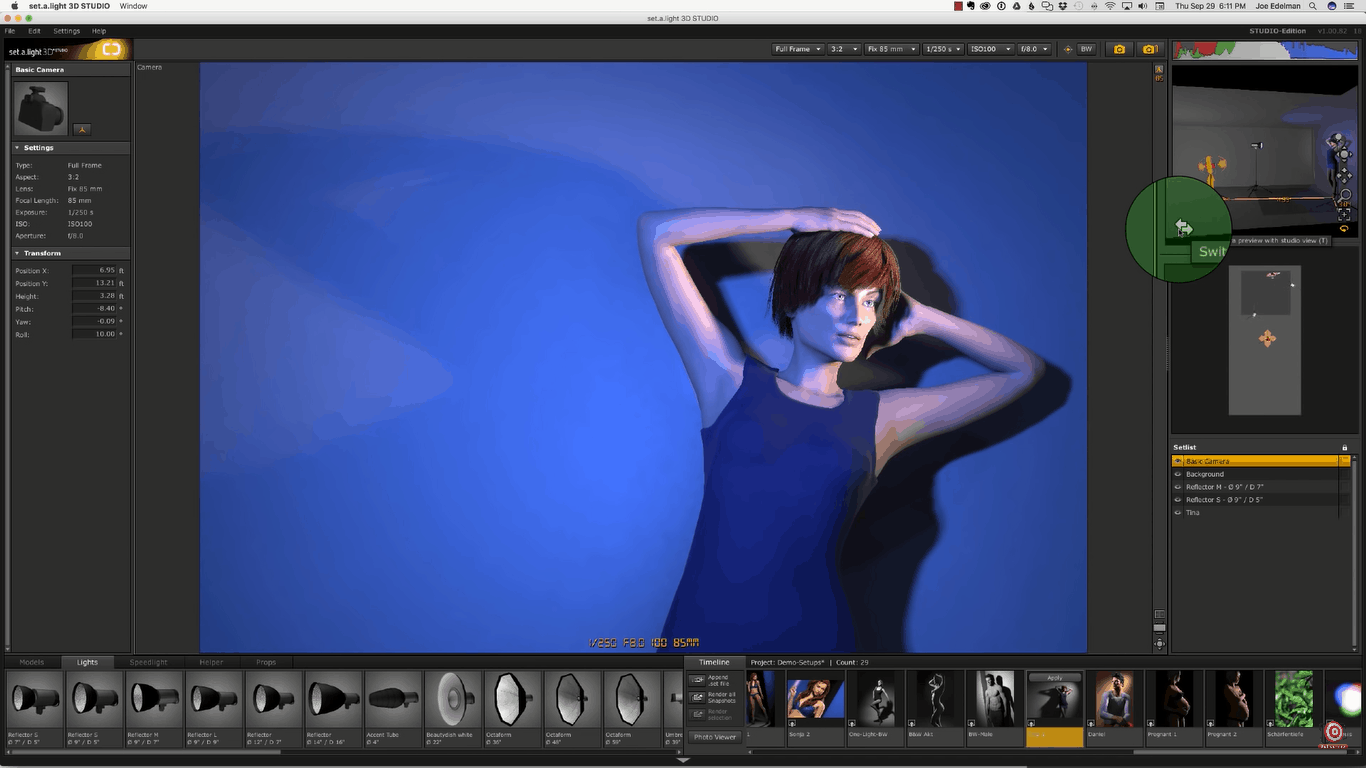 Learn portrait lighting with set.a.light 3D studio lighting software