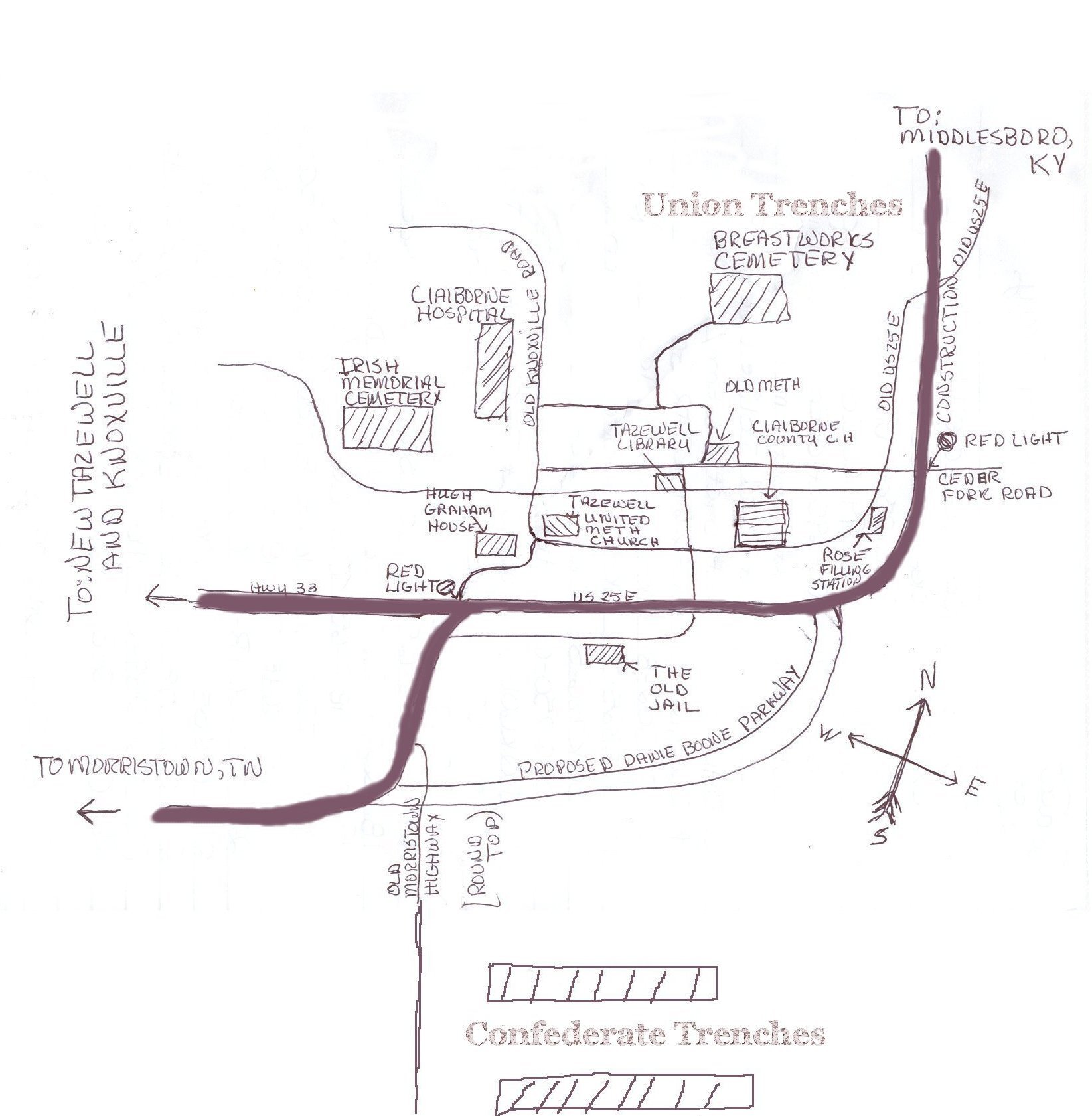Rough Map of Tazewell Tennessee