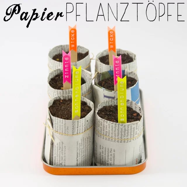 Recycelte Papiertöpfe zum Pflanzen und säen