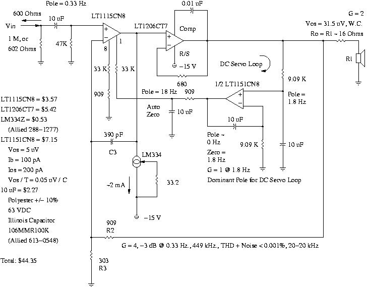 Stereo Amplifier Balance Control Circuit Circuit Diagram