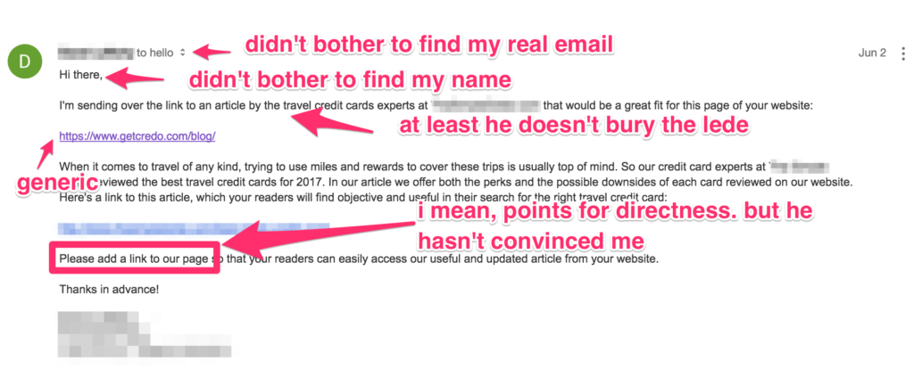 Examples of bad outreach emails John Doherty