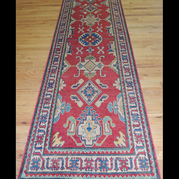 Dramatic Geometric Kazak Oriental Runner Rug 3 x 9 The John Khalil