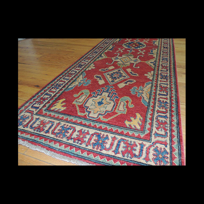 Dramatic Geometric Kazak Oriental Runner Rug 3 x 9 The John Khalil