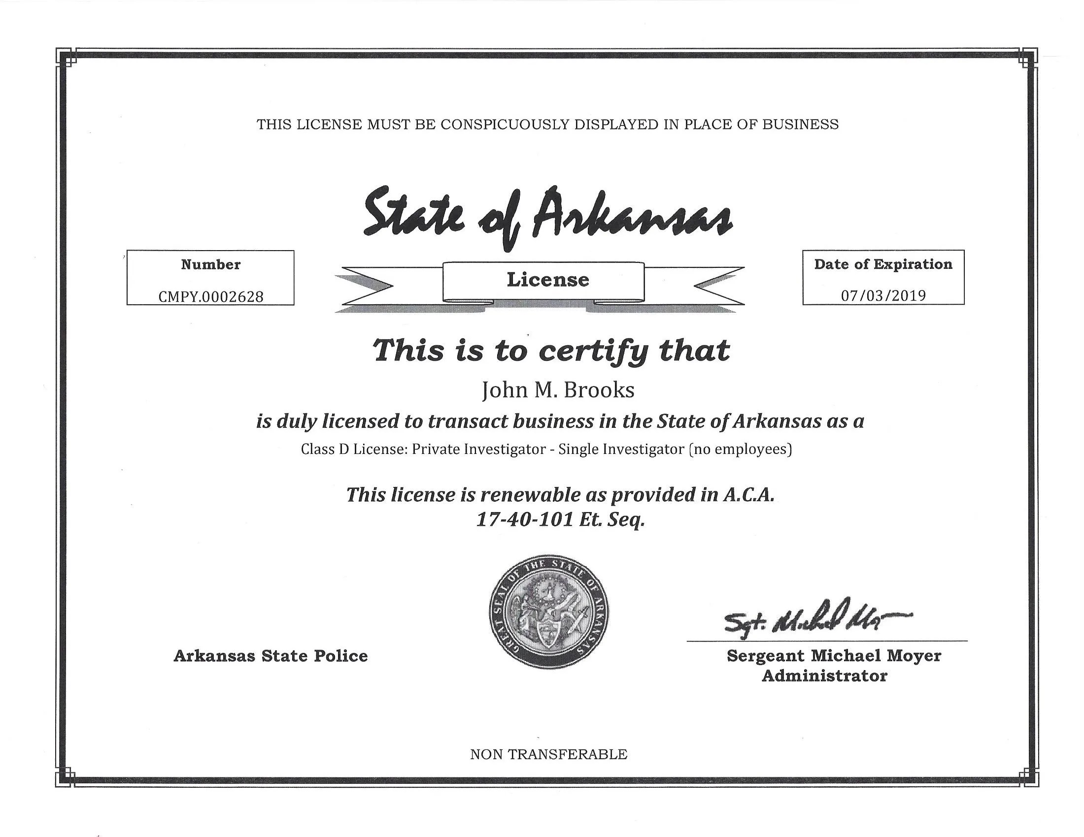 Licenses Private Investigation, Criminal Searches, Background Checks