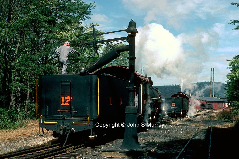 East Broad Top narrow gauge steam 17 & 15 at water plug