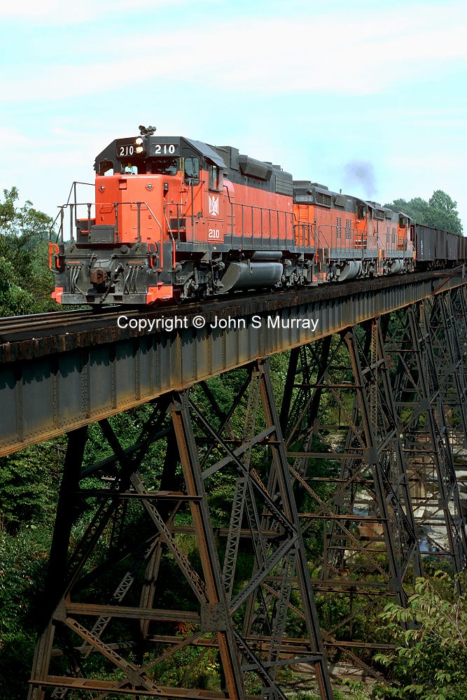 Bessemer & Lake Erie Railroad SD382s on Swanville PA trestlephoto