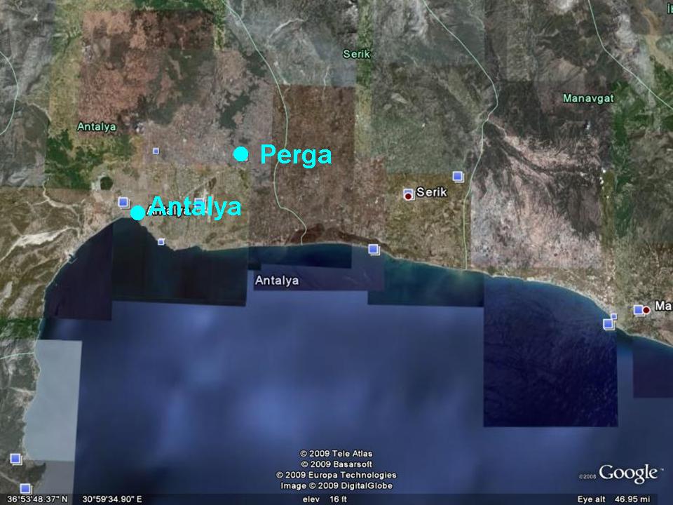 Antalya Google Earth Map 2009 Turkey Trip 3 Transfer