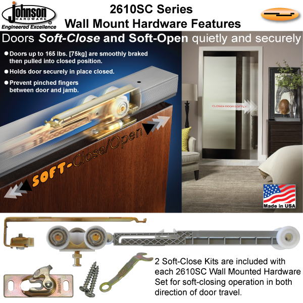 Johnson Hardware 2610SC SoftClose Wall Mount Sliding Door Hardware