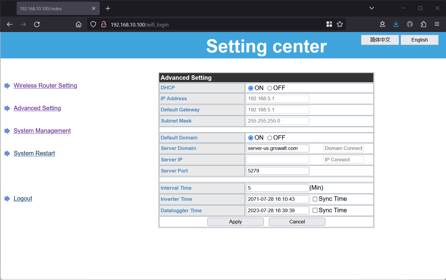 jonandnic dot com - Growatt Shine WiFi Not Connecting to Server