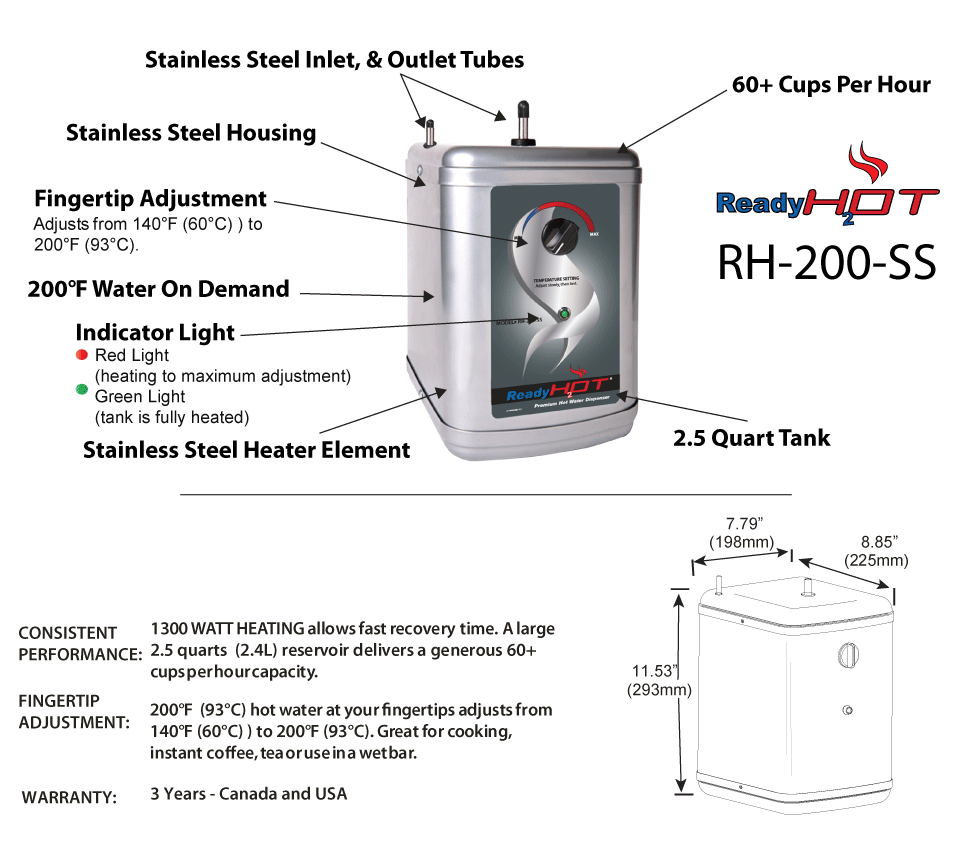 Water Dispensers & Coolers Stainless Steel Tank Only Ready Hot 40RH