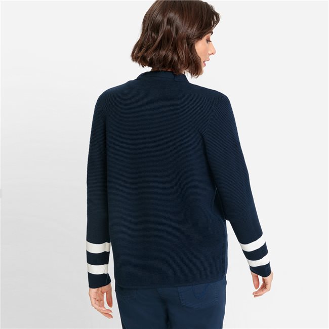 Olsen Straight Cut Zip Cardigan In Henny Fit Navy Jonzara
