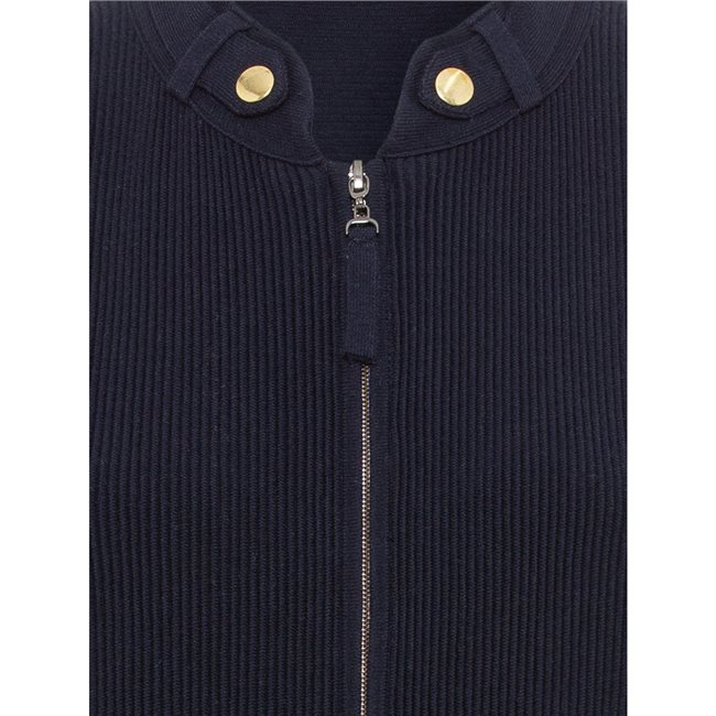 Olsen Straight Cut Zip Cardigan In Henny Fit Navy Jonzara