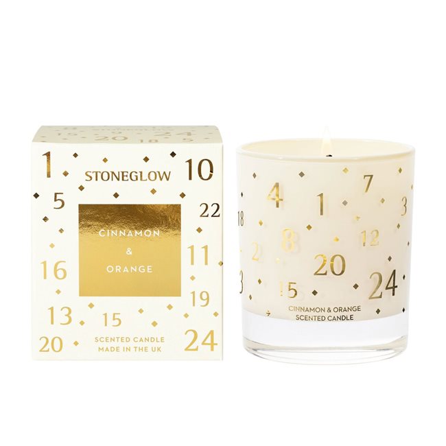 Stoneglow Cinnamon & Orange Advent Scented Candle White Jonzara