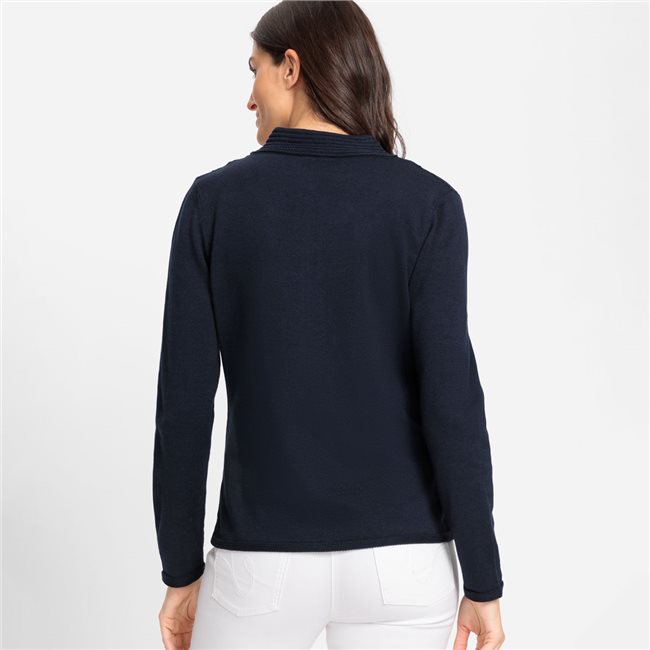 Olsen Zip Cardigan In Eva Fit Navy Jonzara
