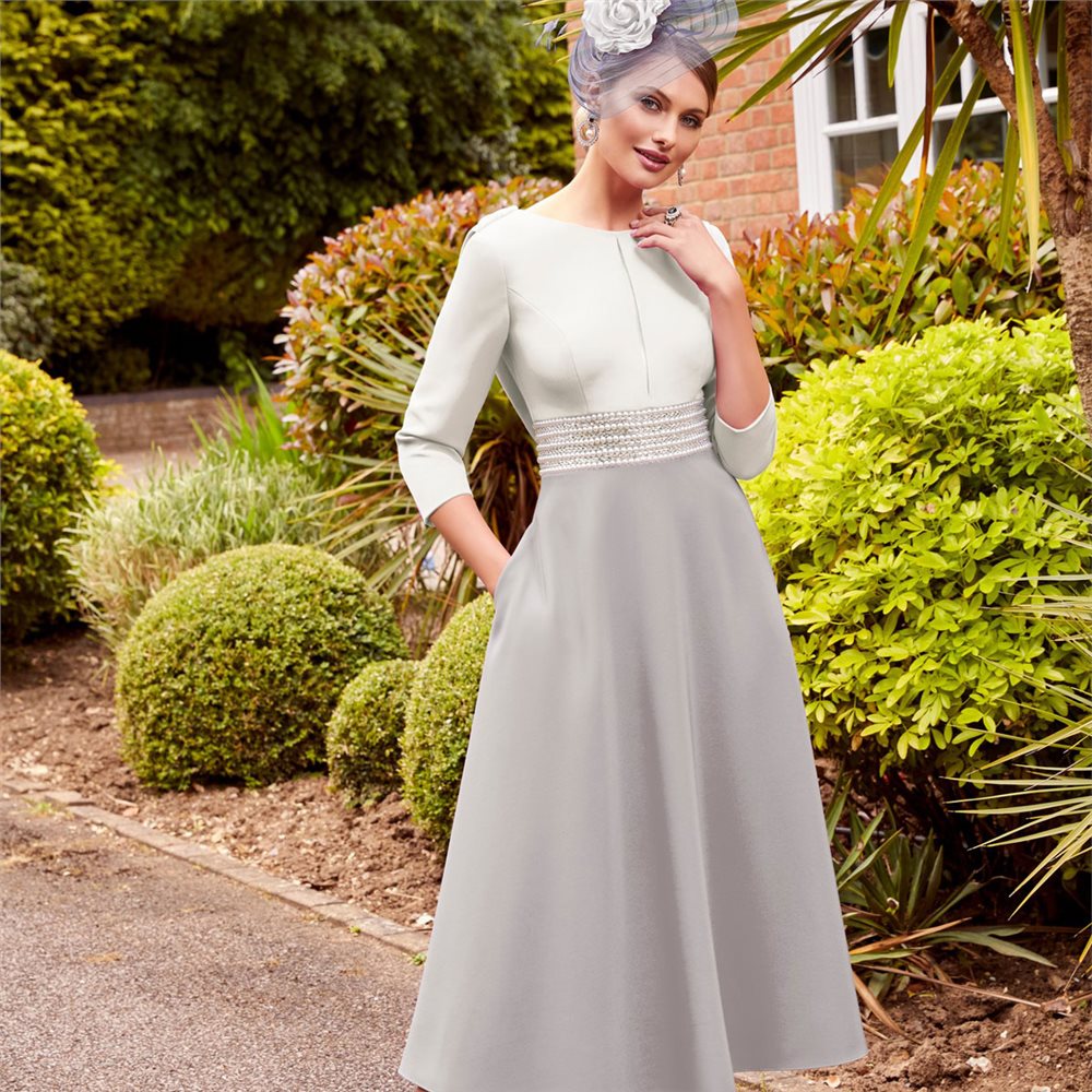 Ronald Joyce 29829a Veni Infantino Crepe ALine Dress Silver Jonzara