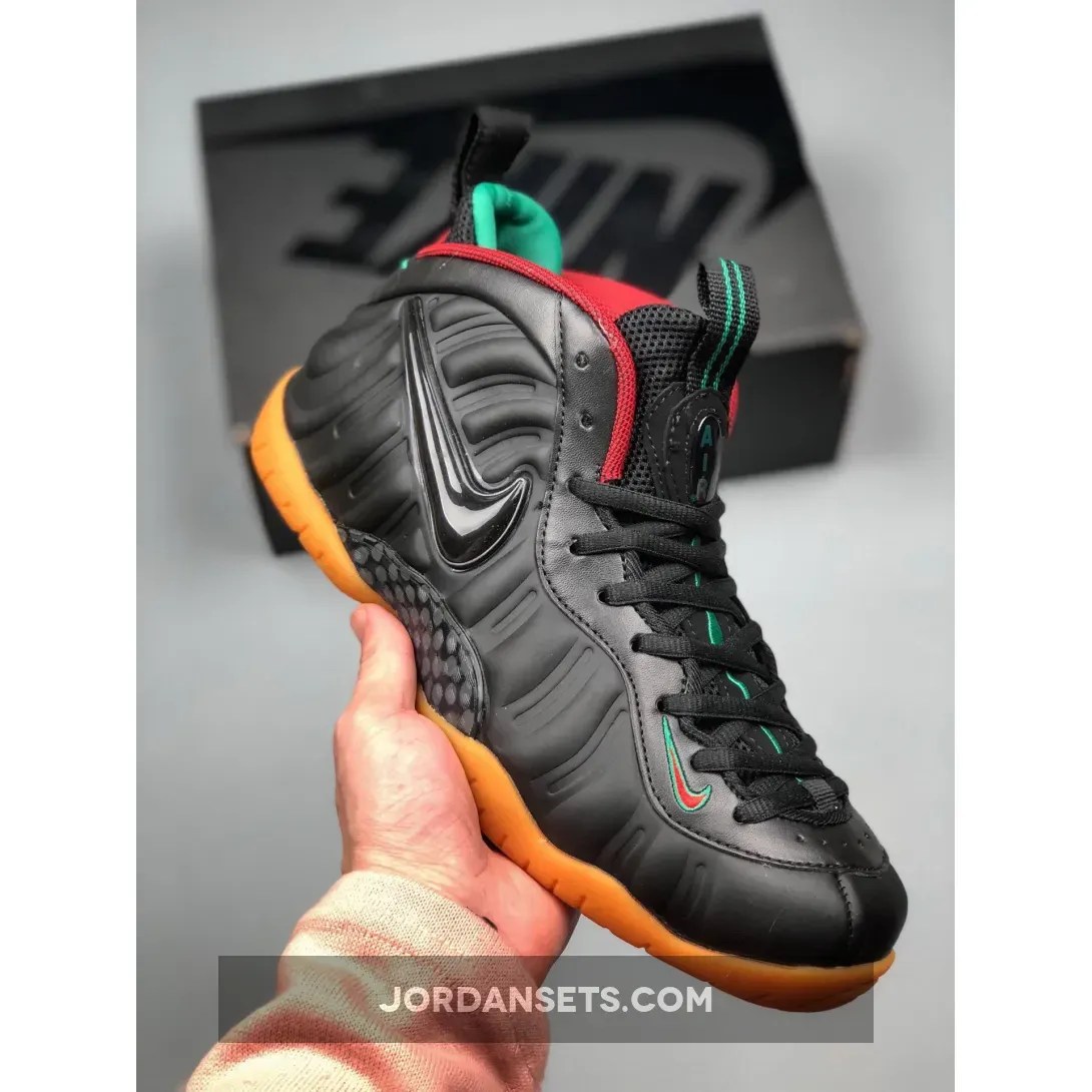 Nike Foamposite Pro GreenMetallic GoldGym Red, Gucci