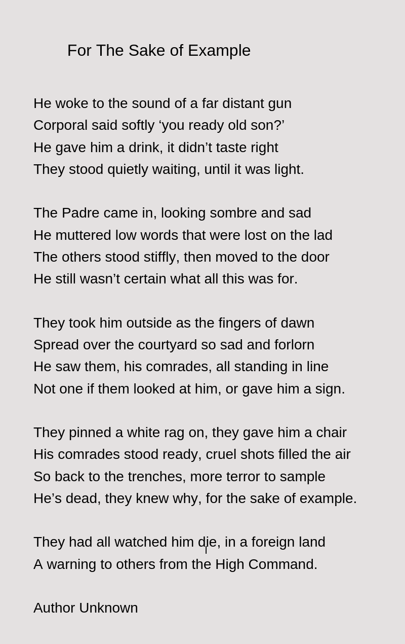 For The Sake Of Example The story of Pvt. Herbert Morris of the BWIR