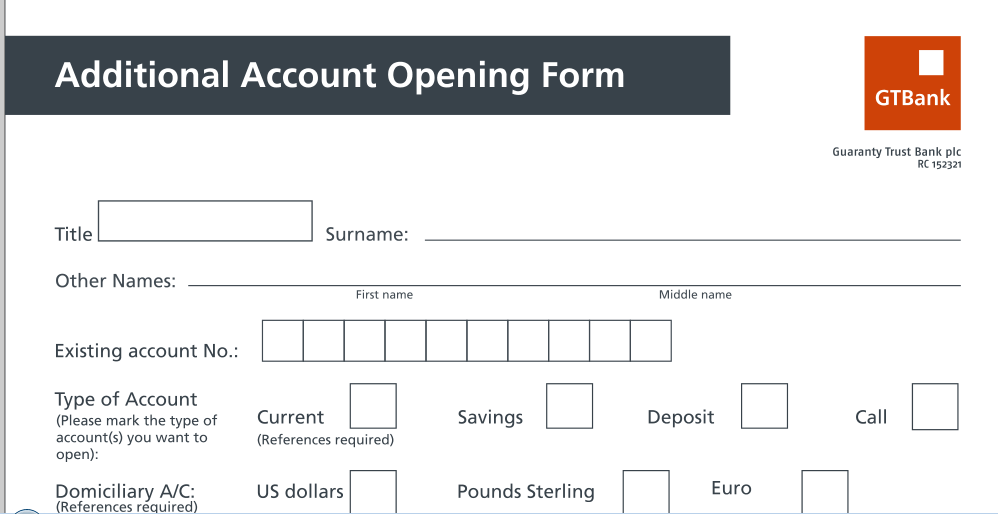 Opening a Domiciliary account with Gtbank in Nigeria Documents and