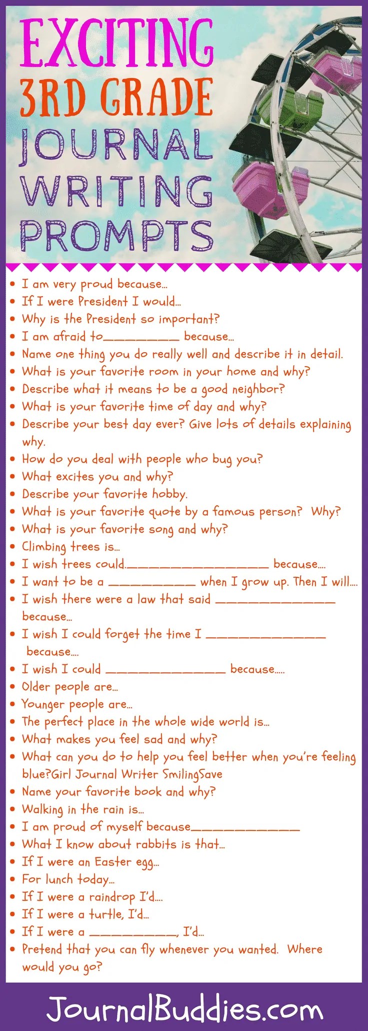 Journal Topics for Grade 3