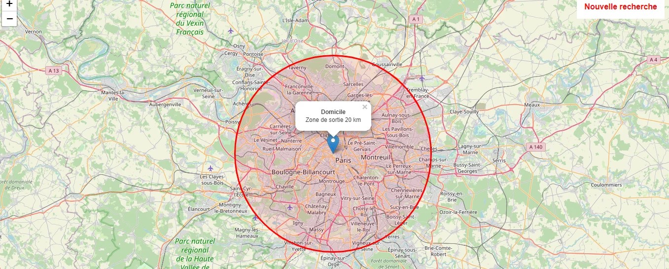 Confinement comment calculer un rayon de 20 km autour de
