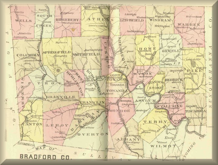 Bradford County PA Map 1890