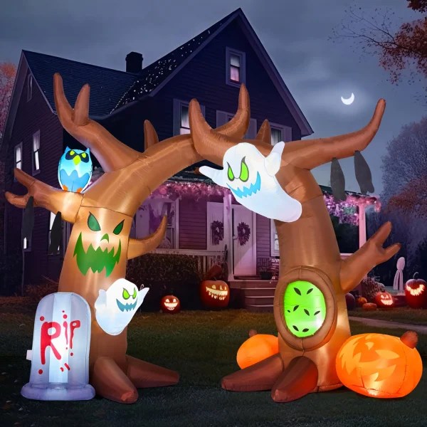 Spooky Inflatable LED Halloween Tree Decorations 8ft