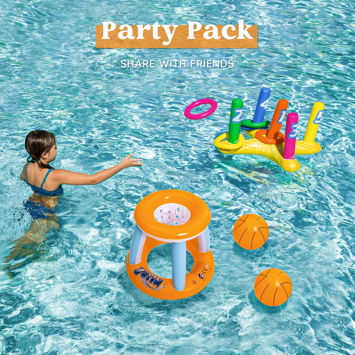 Inflatable Pool Float Toys Games Set SLOOSH One Stop Shop for All