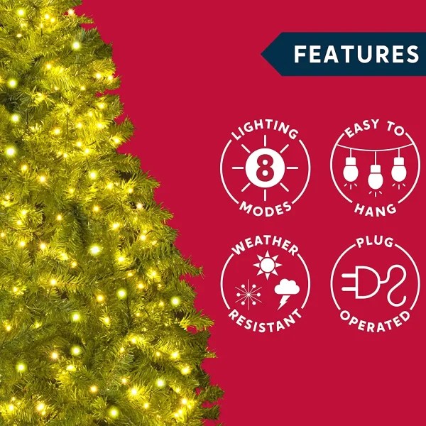 Glowing 400 LED Christmas Tree String Light with Ring 8.5ft (Warm White)