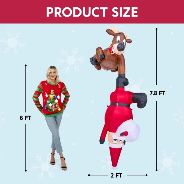 7.8ft Falling Santa with Reindeer Inflatable Decoration