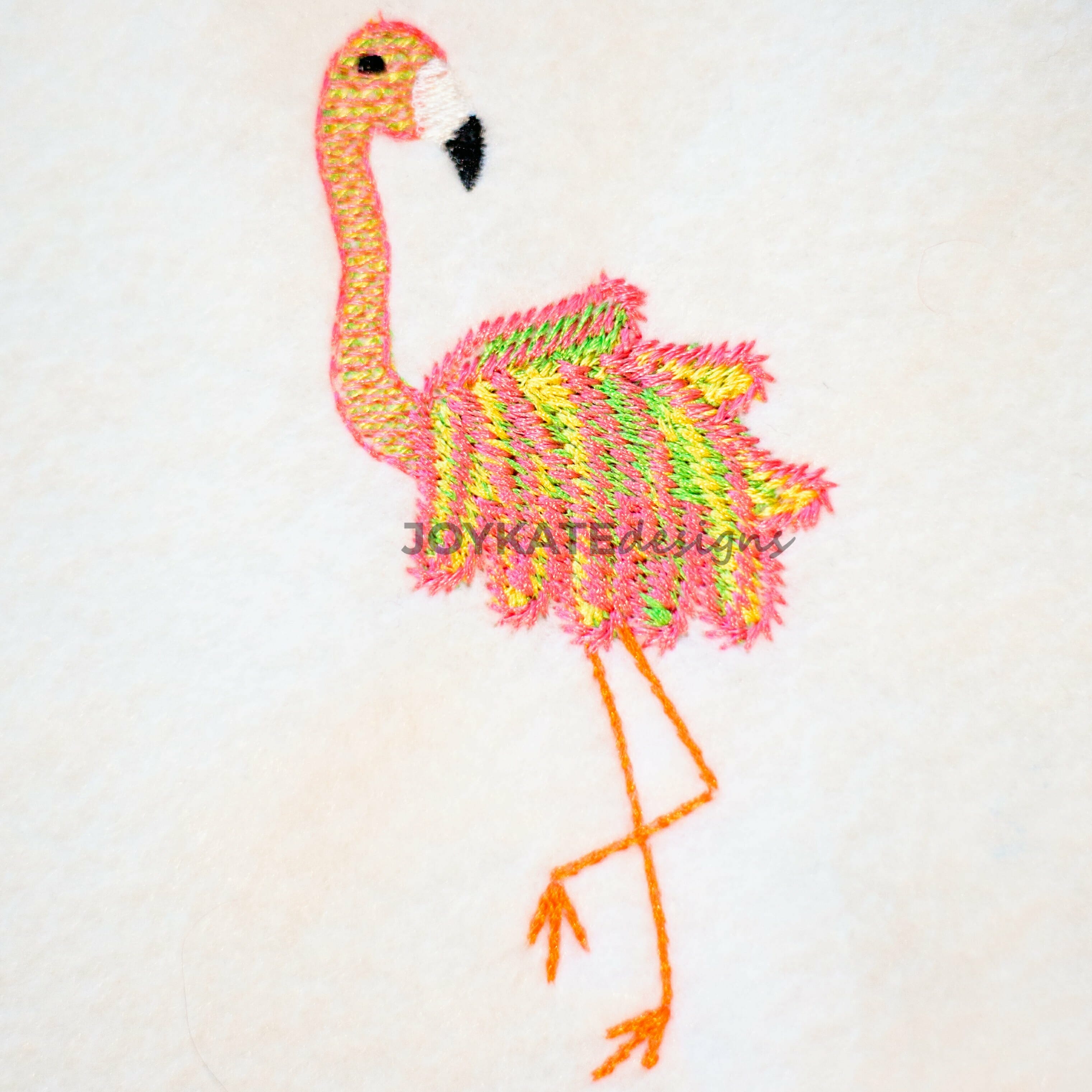 Flamingo Fill Stitch Embroidery Design Joy Kate Designs