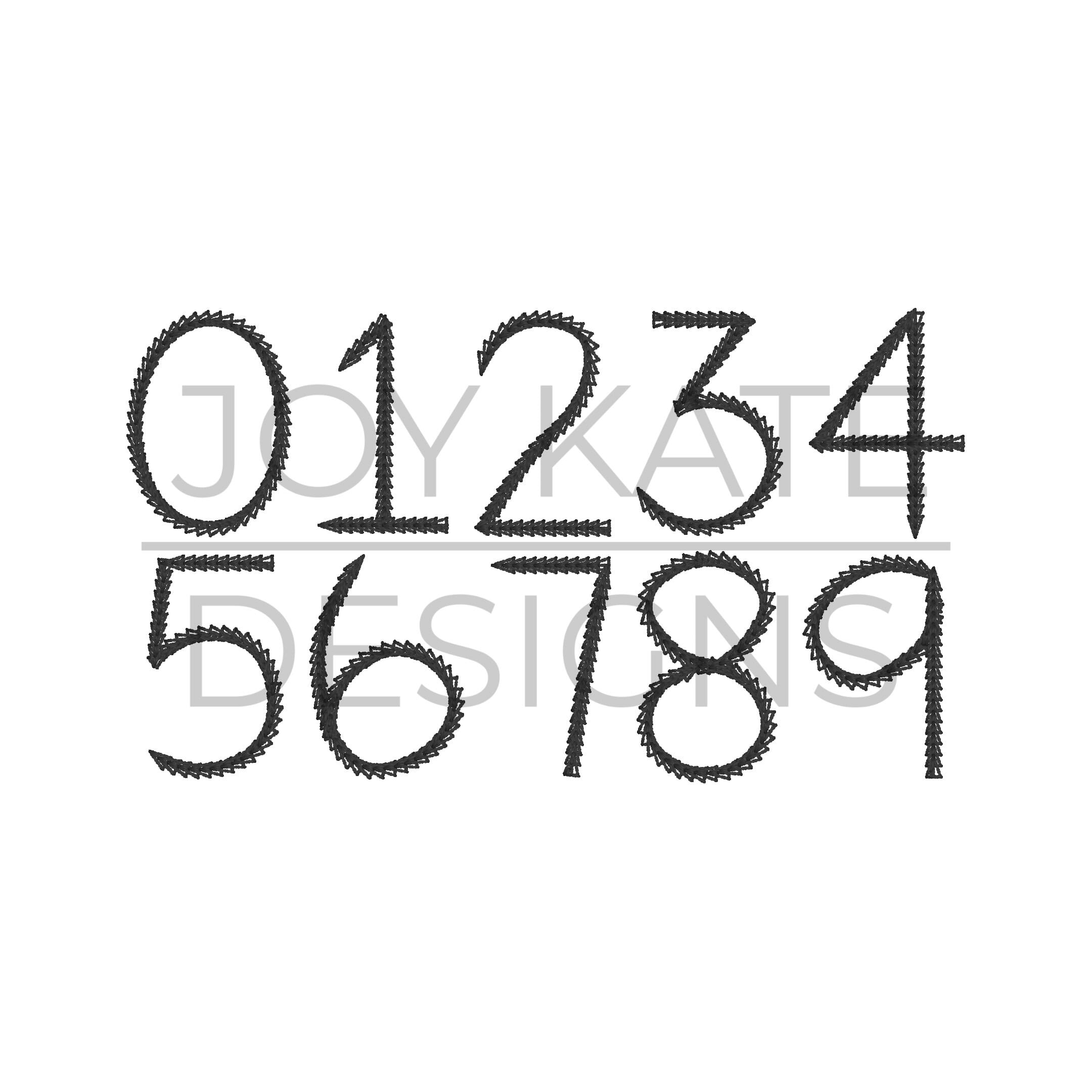 Stacey Script Number Set Chain Stitch Embroidery Font Joy Kate Designs