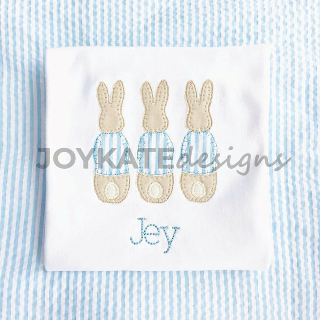 Boy Bunny Rabbit with Jacket Applique Trio Embroidery Design Joy Kate