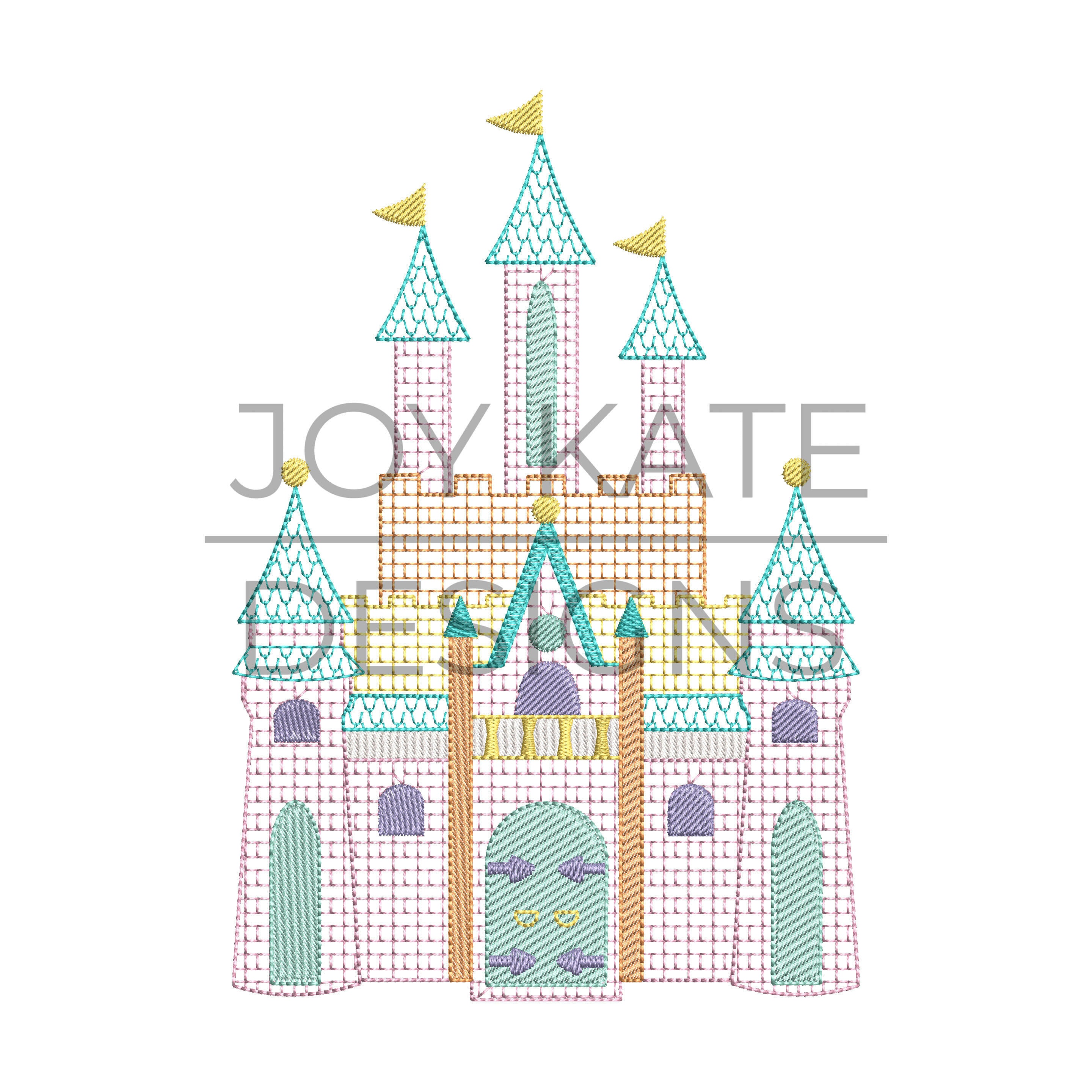Princess Castle Sketch Embroidery Design Joy Kate Designs