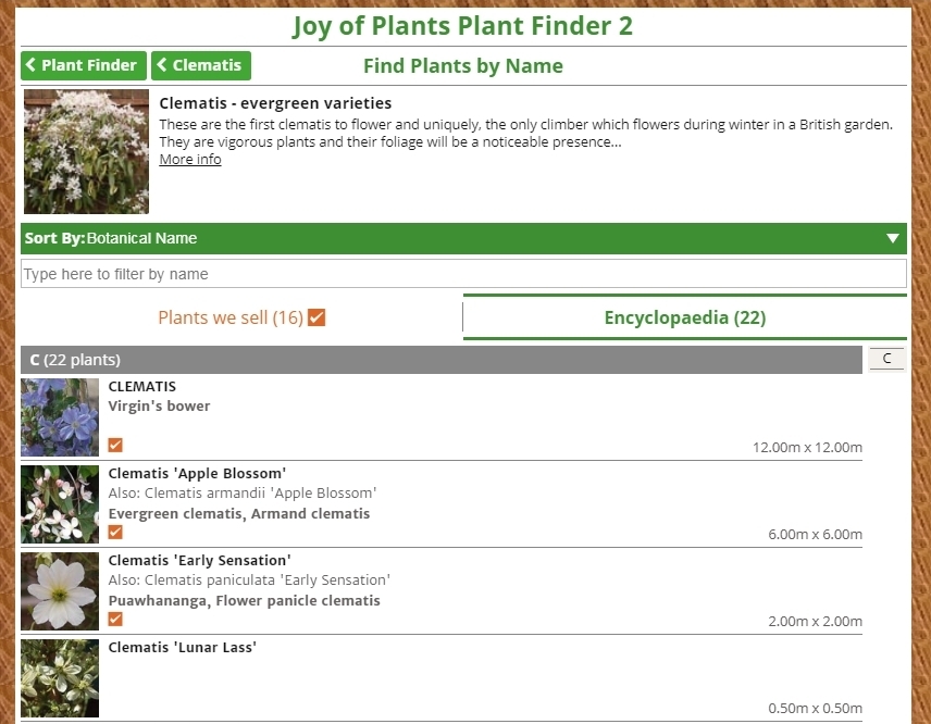 Plant Finder for sites & Kiosks by Joy of Plants