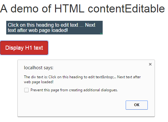 HTML5 contentEditable to make div, H1 or other elements editable