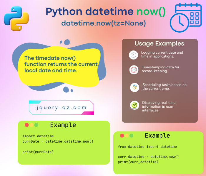 Python datetime now() Get Current Date/Time
