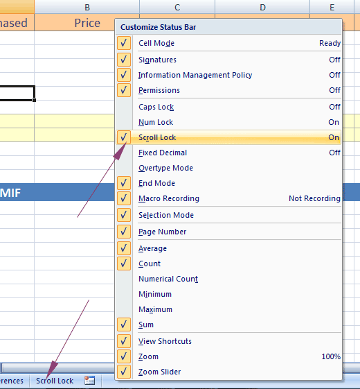 Two Ways to On/Off Scroll Lock in Excel