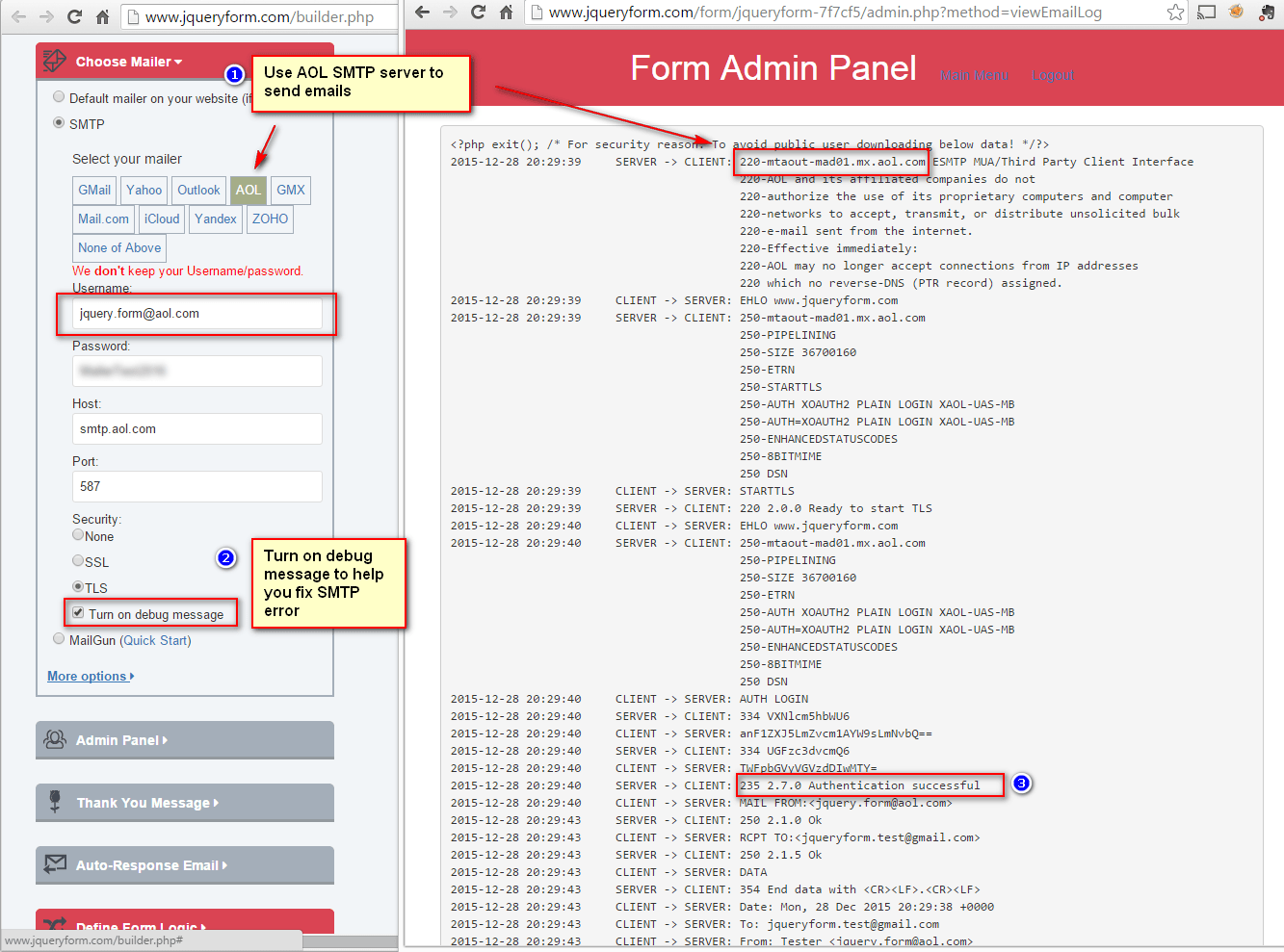 Use Yahoo SMTP server to send emails