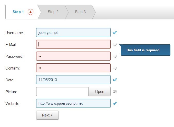 jQuery form wizard Plugins jQuery Script