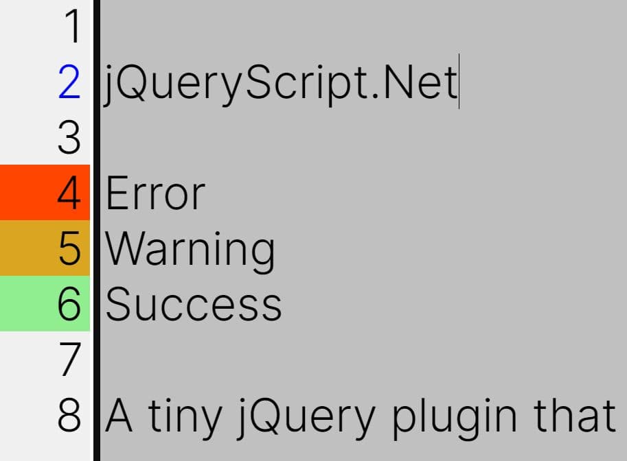 Customizable Line Numbers For Textareas jQuery Linenumbers Free