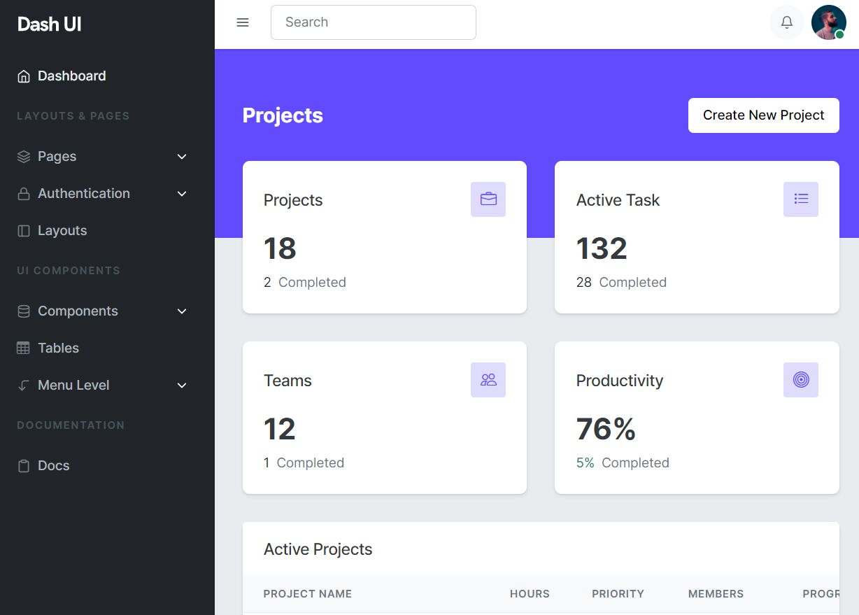 Elegant Dashboard/Admin Panel Bootstrap 5 Theme DashUI Free jQuery