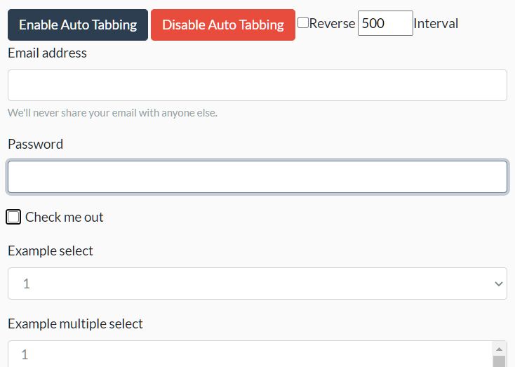 Simulate Tabbing Through Elements jQuery EmulateTab Free jQuery Plugins