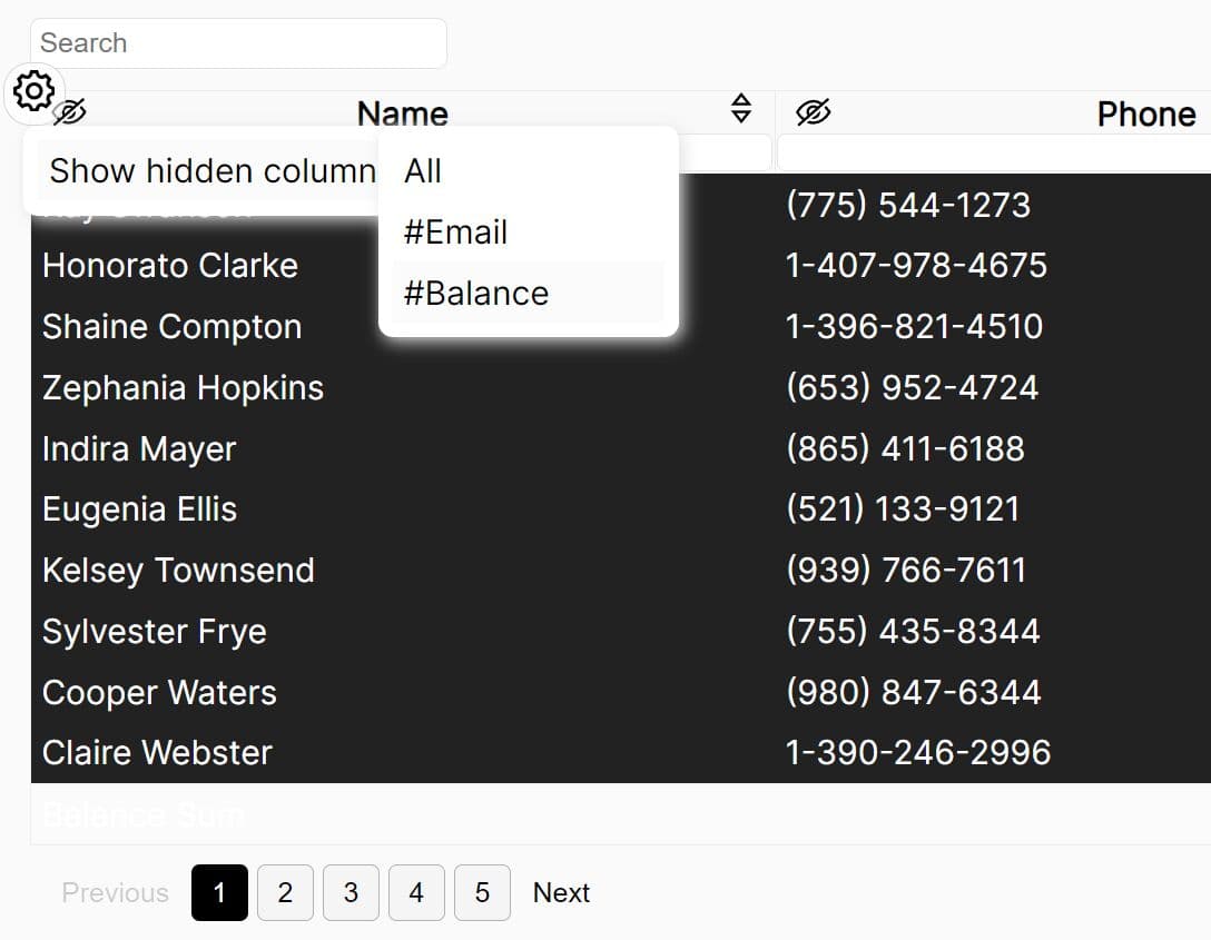 Enable Sorting, Filtering And Pagination For Table jQuery fancyTable