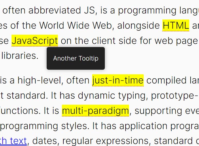Minimal Custom Tooltip With Text Highlighting jQuery Tooltip.js Free jQuery Plugins