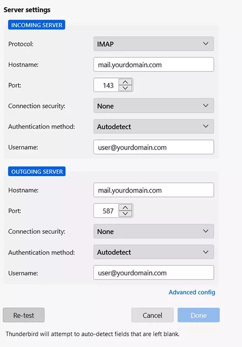 Setting up of Email Account in Thunderbird